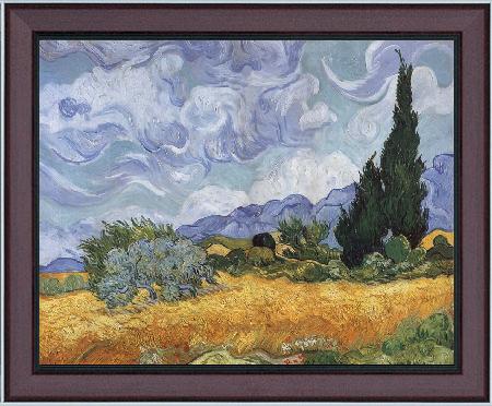 framed  Vincent Van Gogh A Wheatfield,with Cypresses, Ta3078-1